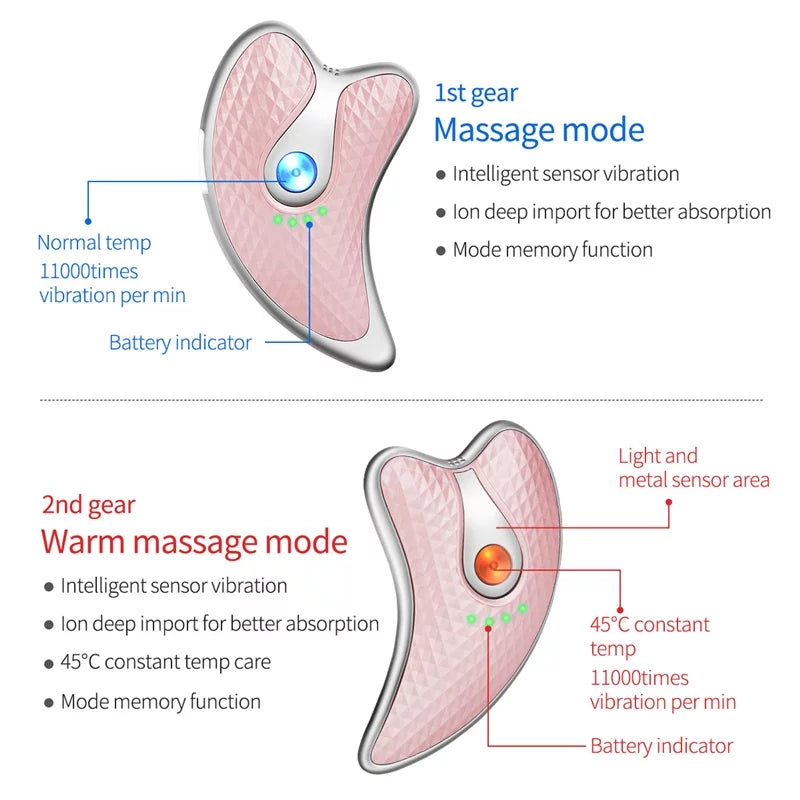 Guasha Scraping Facial Massager LED Light Microcurrent Skin Rejuvenation Body Massage Machine Face Lifting Slimming