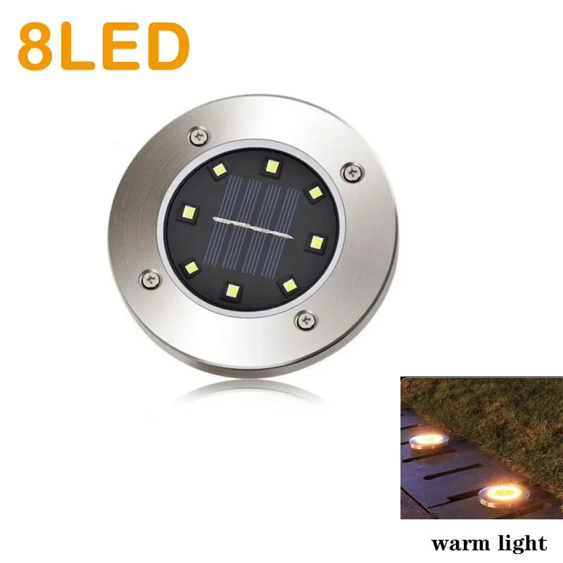 8/20LED Solar Power Disk Light Outdoor Garden Solar Underground Light Deck Light Spotlight Buried Solar Led Lamp Garden Decor