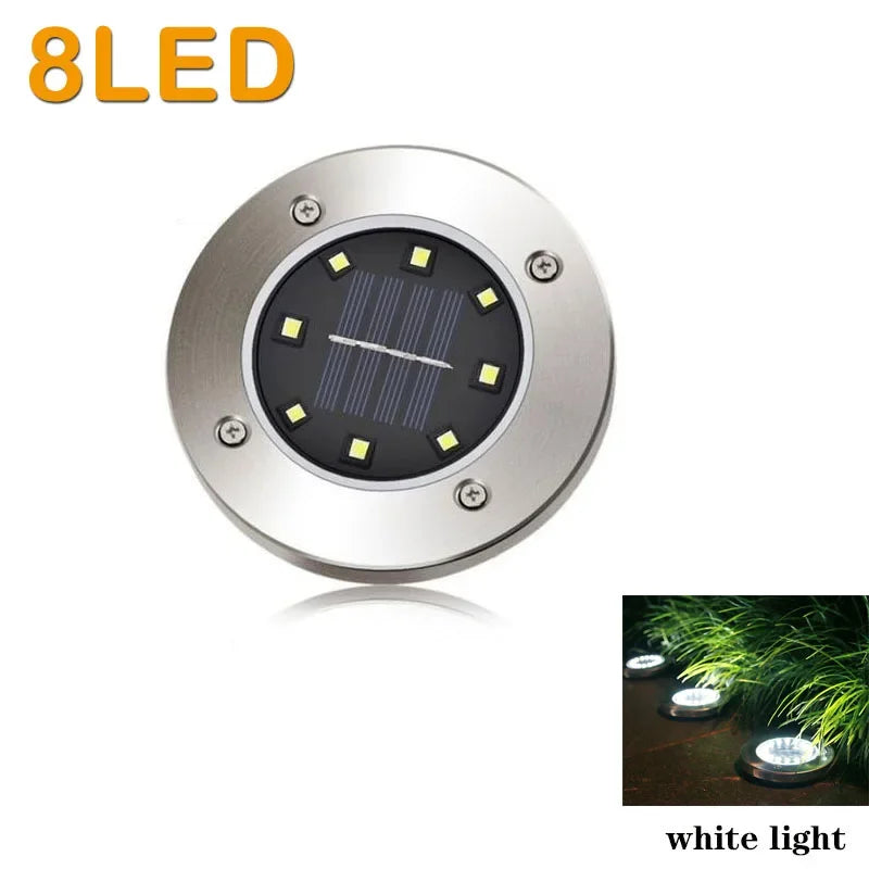 8/20LED Solar Power Disk Light Outdoor Garden Solar Underground Light Deck Light Spotlight Buried Solar Led Lamp Garden Decor