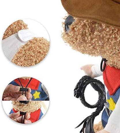 Pet Cowboy Costume with Hat Clothing for Small Dog Cat Halloween Party Apperal Size XL