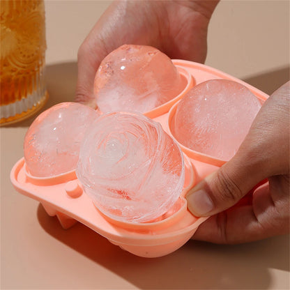 3D Large Ice Cube Trays 2.5 Inch Rose Ice Molds 4 Giant Cute Flower Shape Ice Silicone Mould for Cocktails Juice Whiskey Freezer