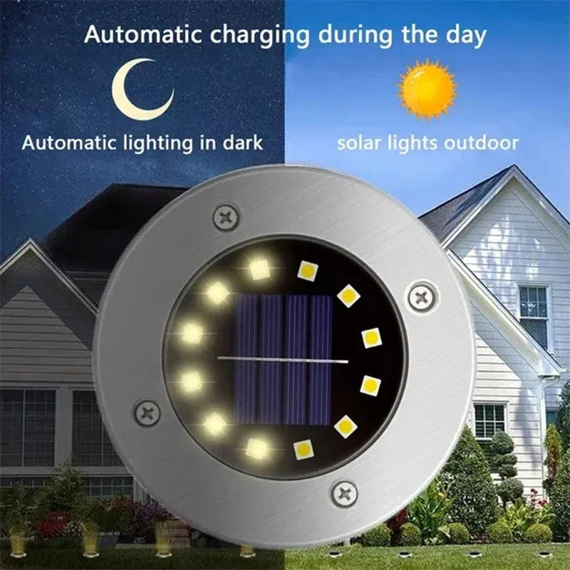 8/20LED Solar Power Disk Light Outdoor Garden Solar Underground Light Deck Light Spotlight Buried Solar Led Lamp Garden Decor