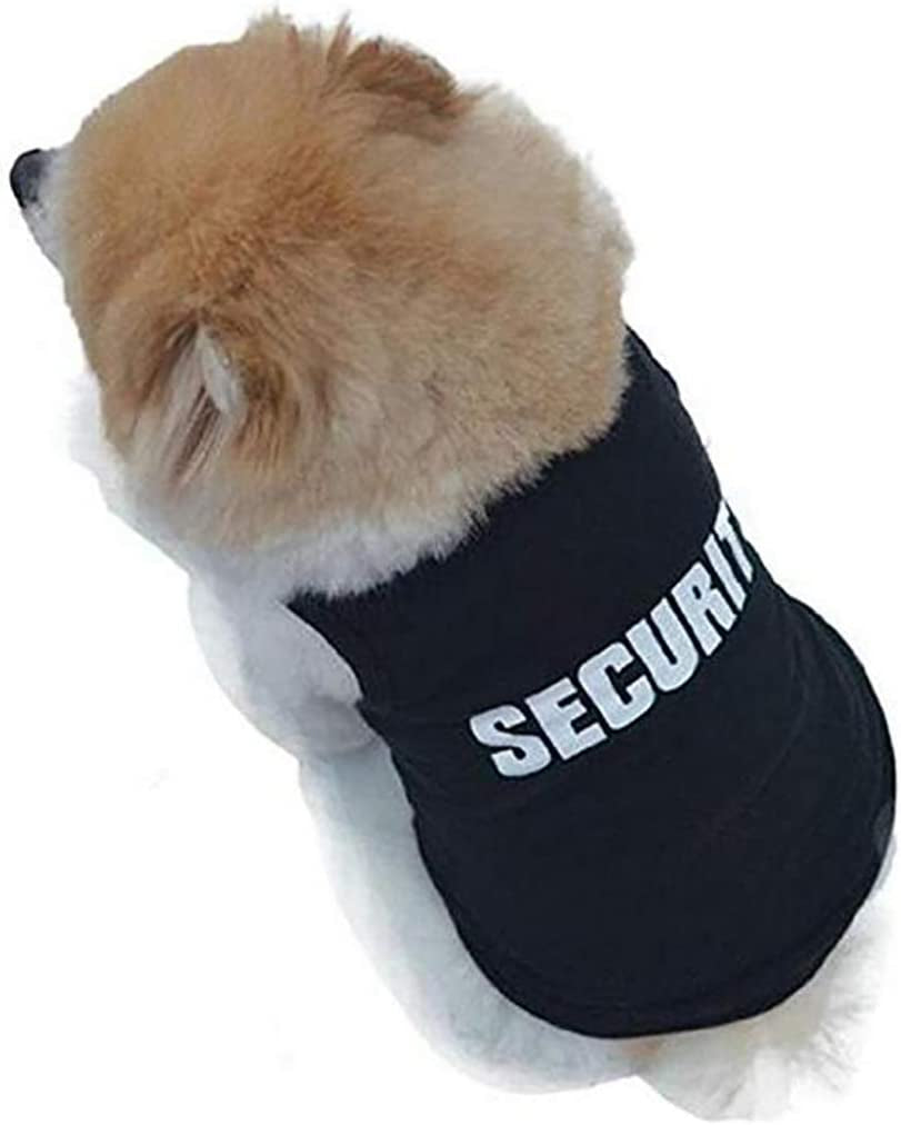 Security Dog Shirt Summer Clothes Pet Puppy T-Shirts Cotton Vest Clothes for Dogs and Cats (S, Black)