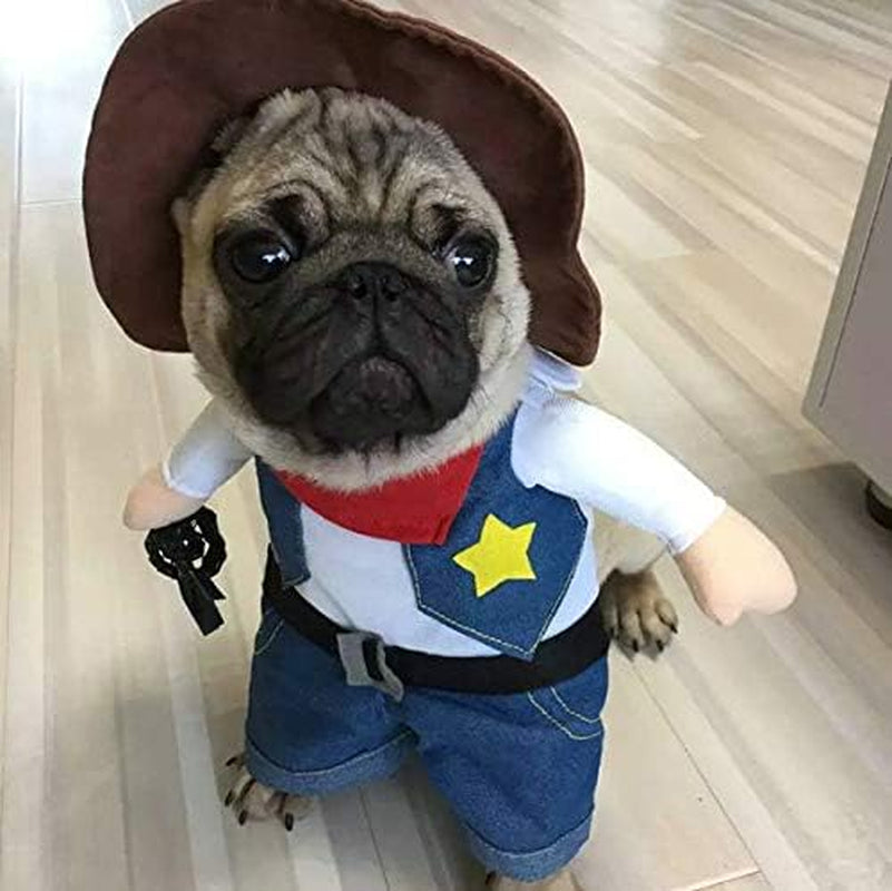 Pet Cowboy Costume with Hat Clothing for Small Dog Cat Halloween Party Apperal Size XL