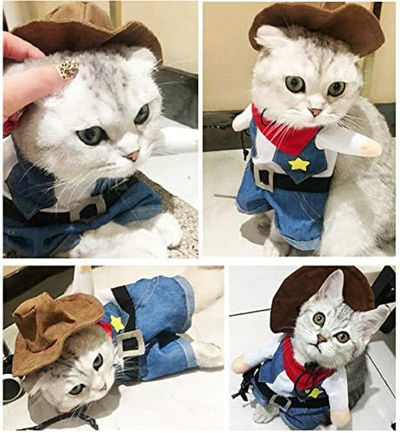 Pet Cowboy Costume with Hat Clothing for Small Dog Cat Halloween Party Apperal Size XL