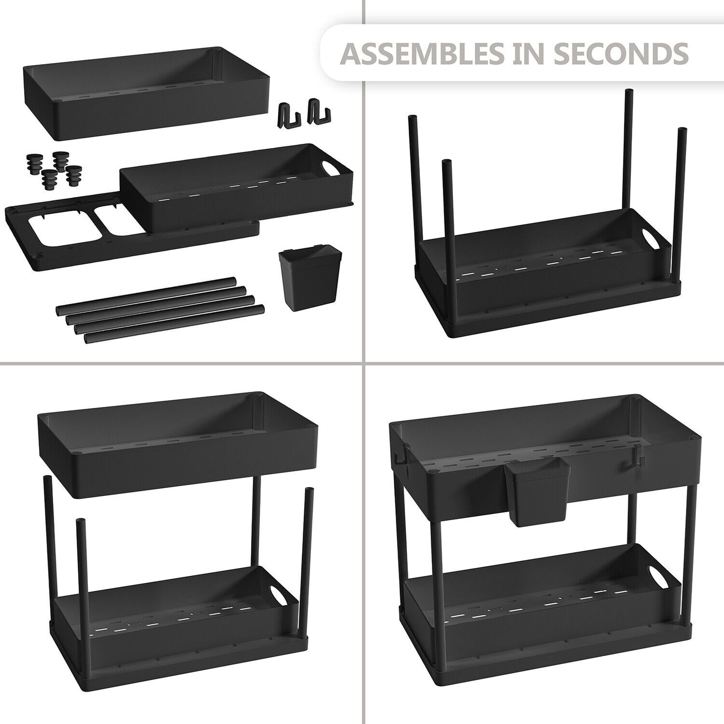 Under Sink Organizer with 2 Tier Sliding Drawers - Bathroom Cabinet Organizer