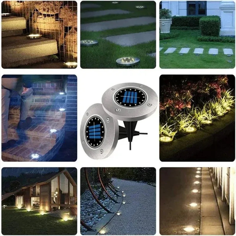 8/20LED Solar Power Disk Light Outdoor Garden Solar Underground Light Deck Light Spotlight Buried Solar Led Lamp Garden Decor